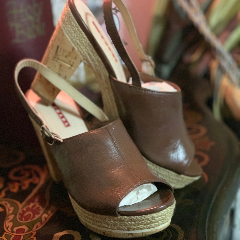 Authentic Prada Sling Back Platforms